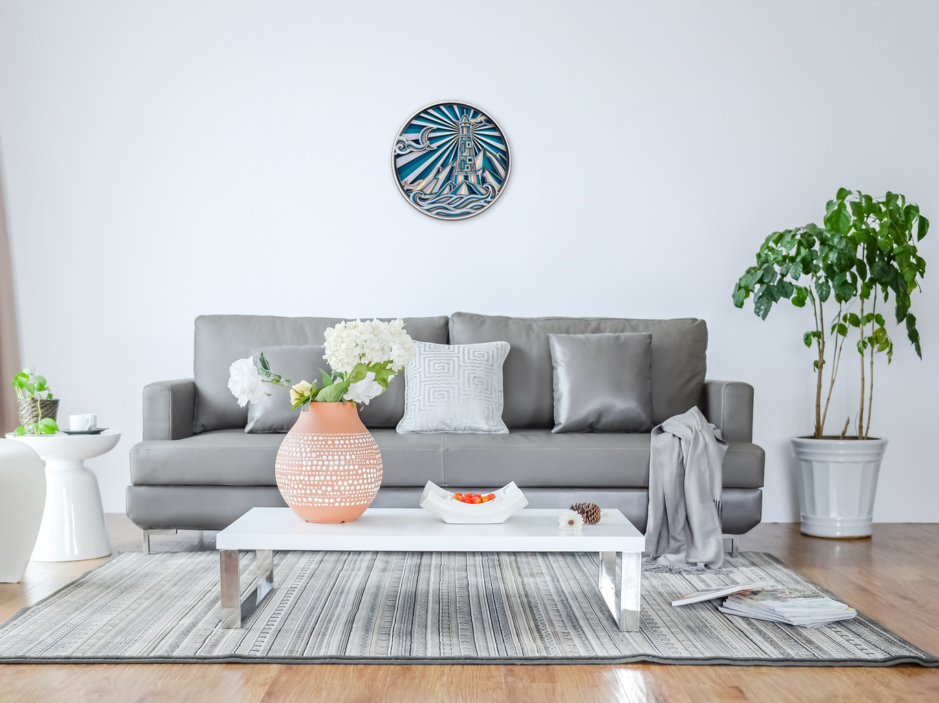 Décoration artisanale tableau paysage phare design 3D fantaisiste