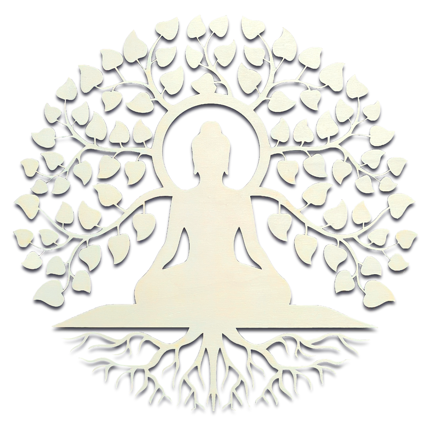 Décoration artisanale bouddhiste méditant en bois design épuré