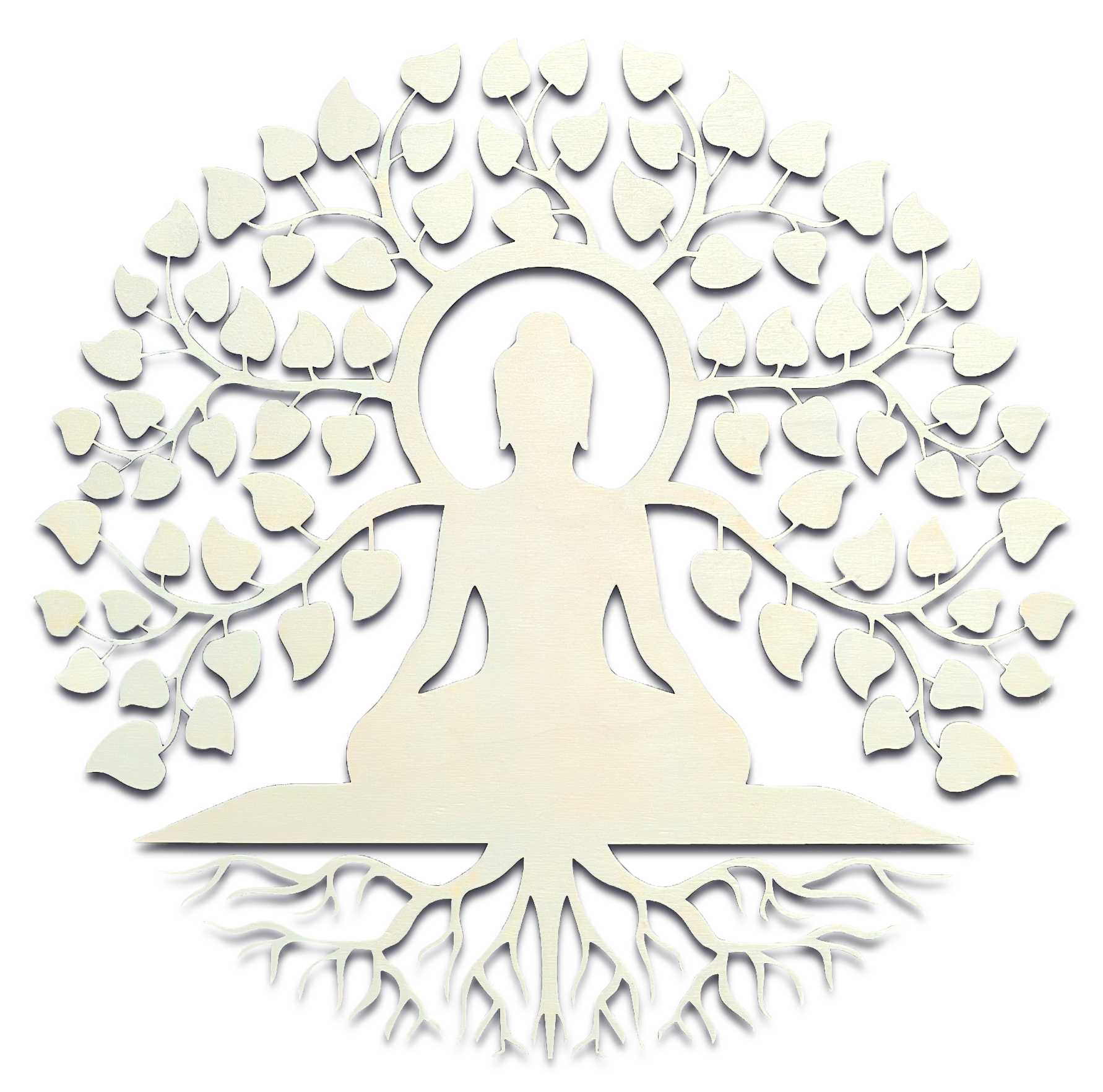 Décoration artisanale bouddhiste méditant en bois design épuré