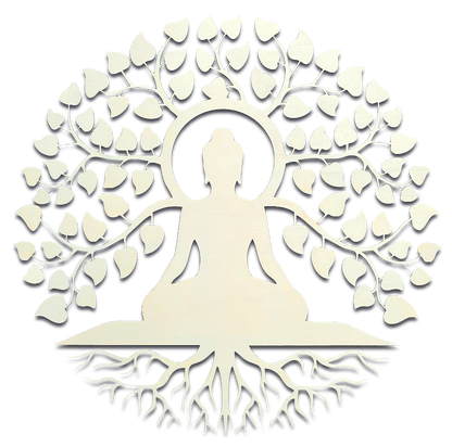 Décoration artisanale bouddhiste méditant en bois design épuré