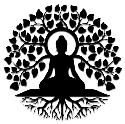 Décoration artisanale bouddhiste méditant en bois design épuré