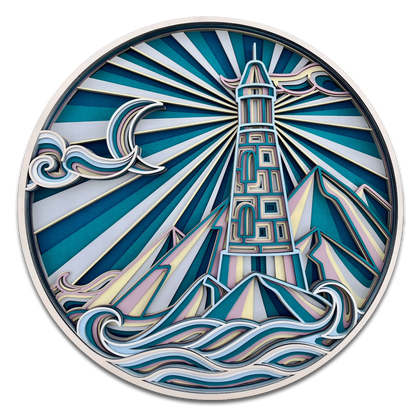 Décoration artisanale tableau paysage phare design 3D fantaisiste