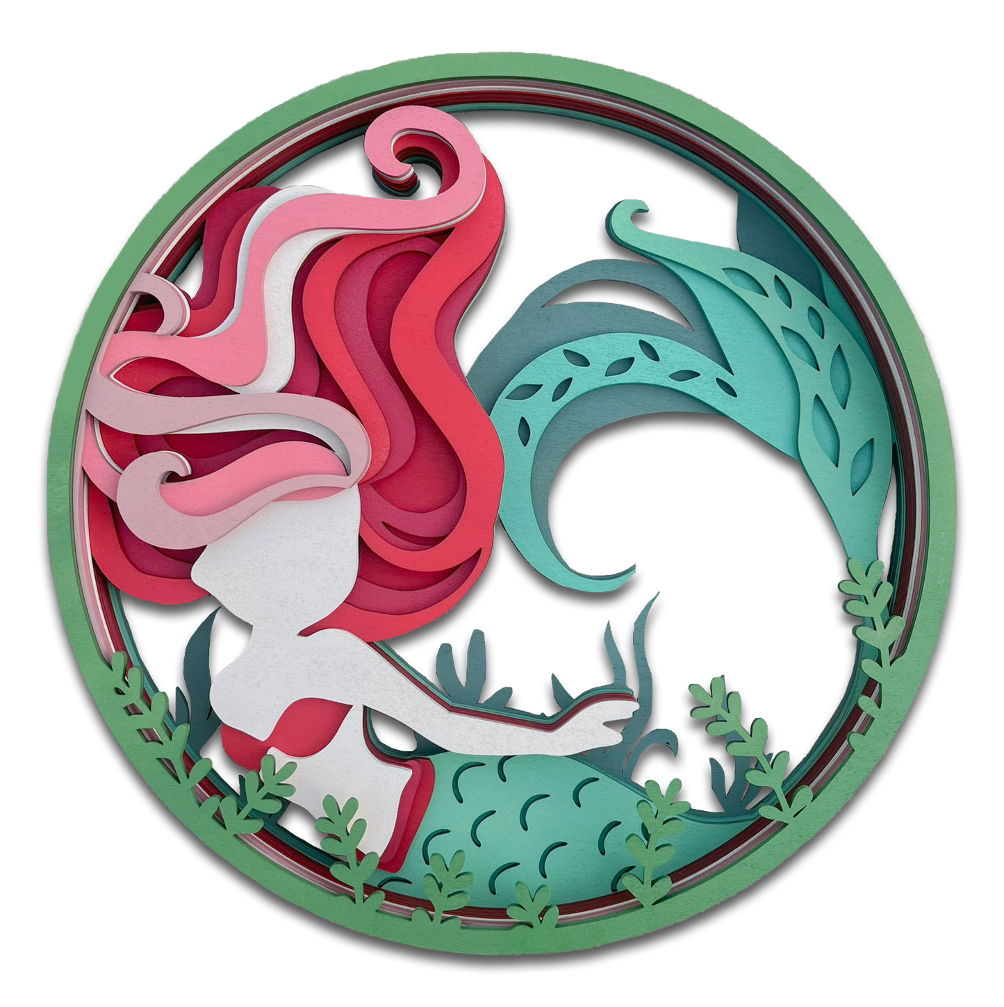 Décoration artisanale tableau sirène design fantaisiste 3D