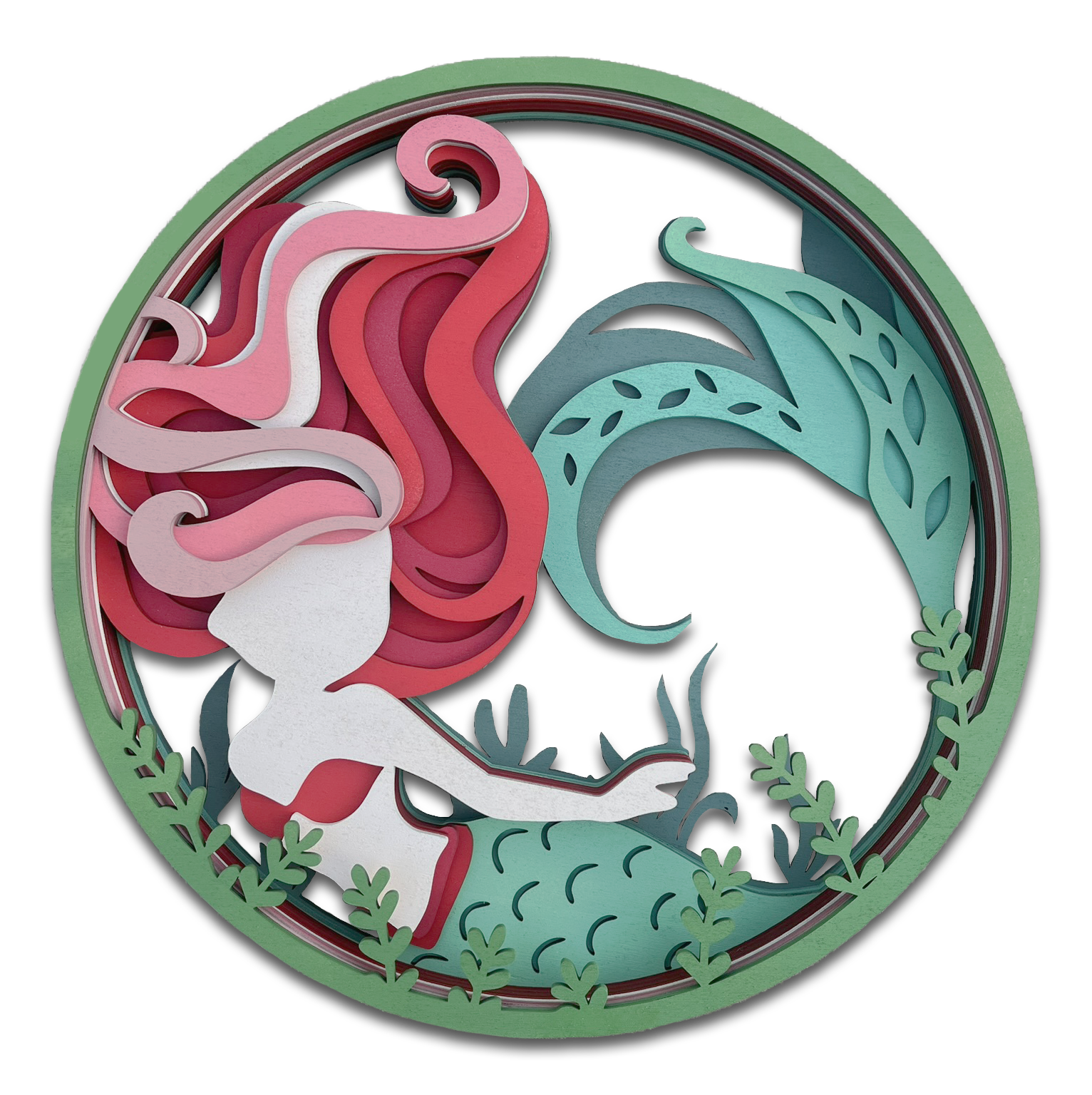 Décoration artisanale tableau sirène design fantaisiste 3D