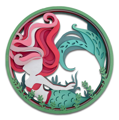 Décoration artisanale tableau sirène design fantaisiste 3D