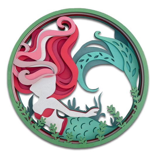 Décoration artisanale tableau sirène design fantaisiste 3D