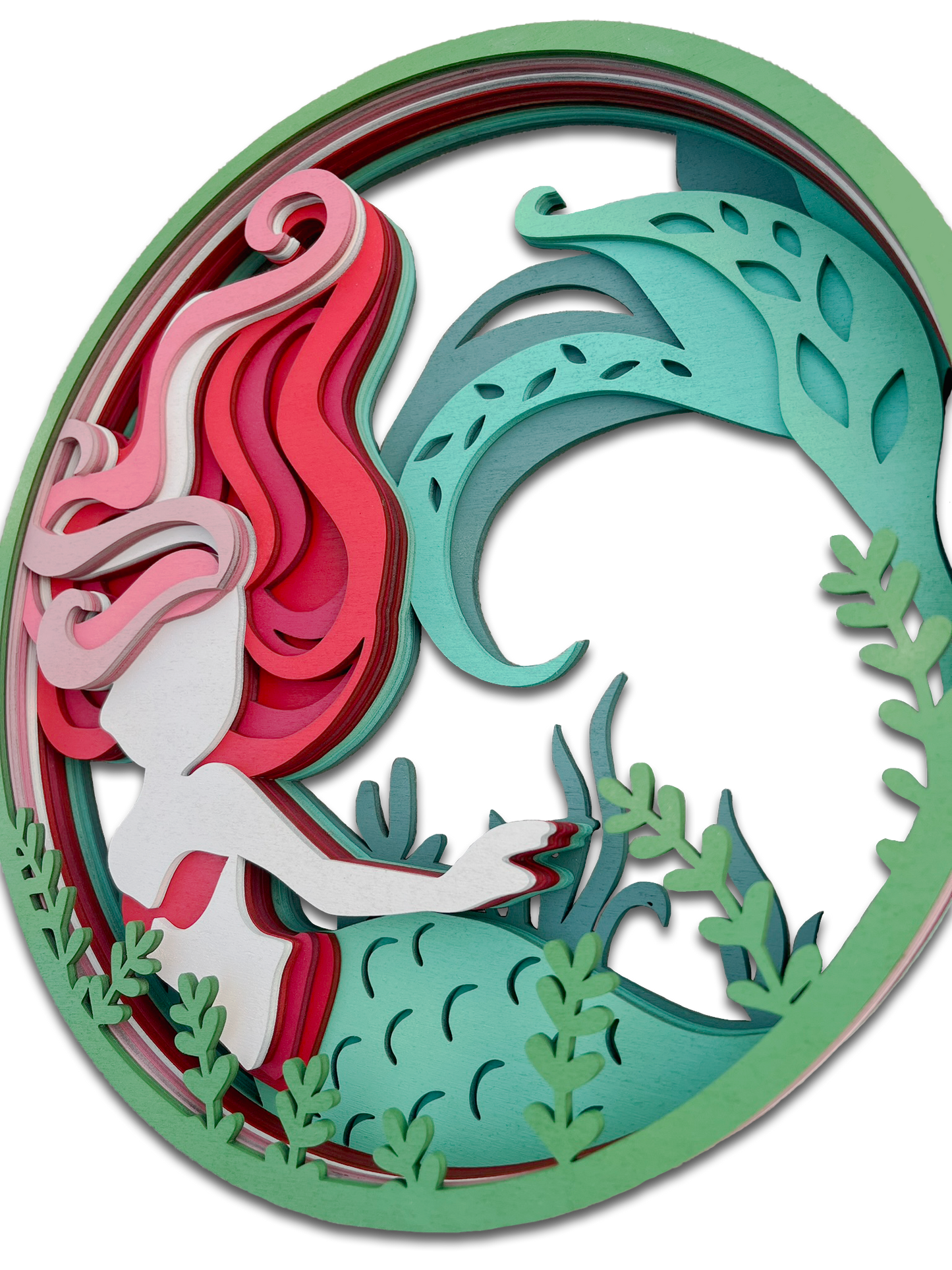 Décoration artisanale tableau sirène design fantaisiste 3D