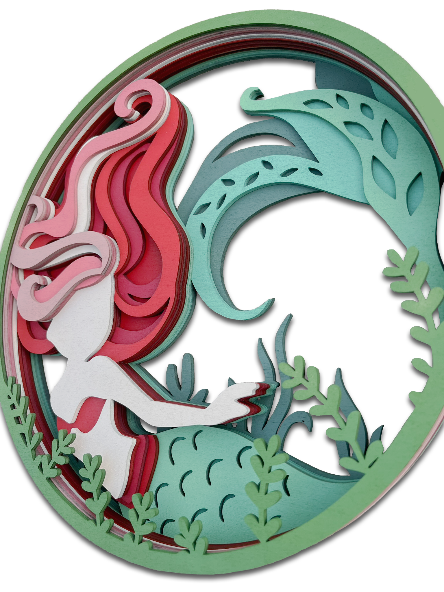 Décoration artisanale tableau sirène design fantaisiste 3D