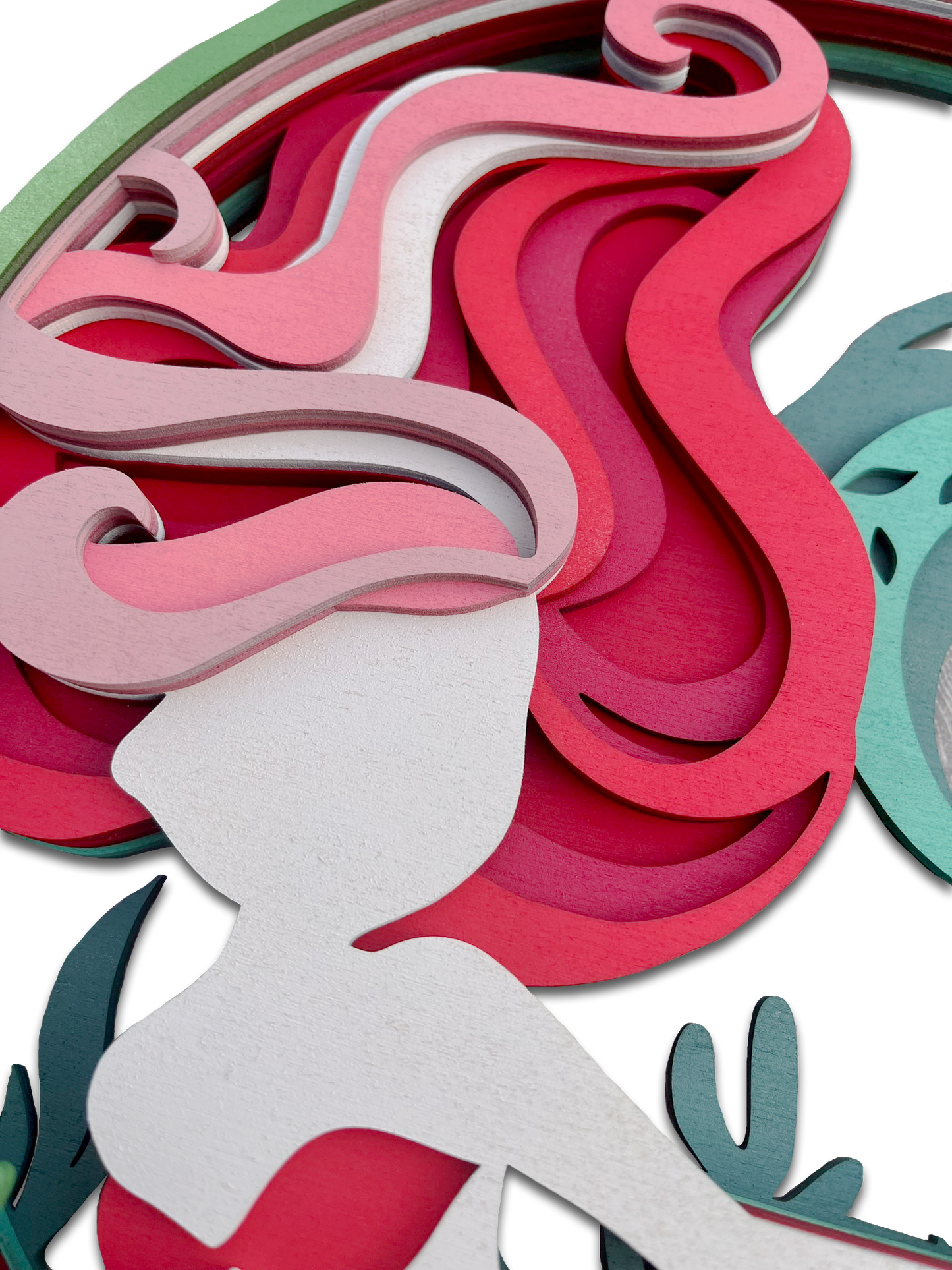 Décoration artisanale tableau sirène design fantaisiste 3D