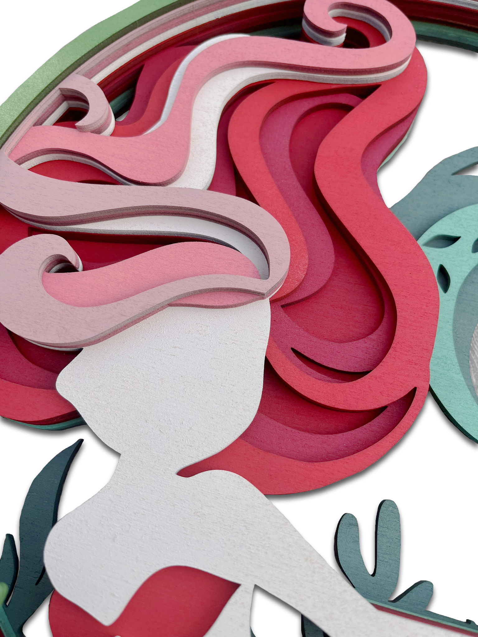 Décoration artisanale tableau sirène design fantaisiste 3D