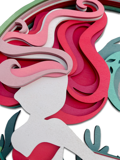 Décoration artisanale tableau sirène design fantaisiste 3D