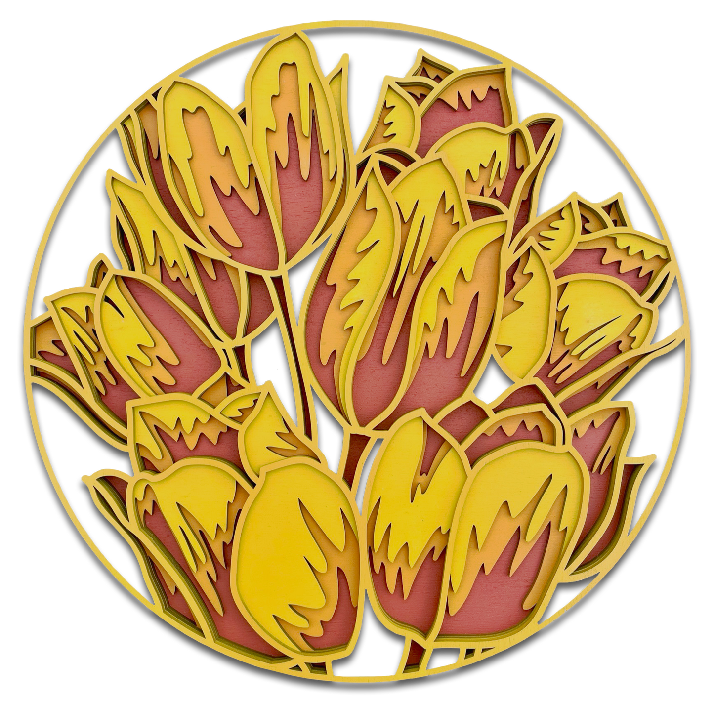 Décoration artisanale au style floral chaleureux tableau de tulipes 3D