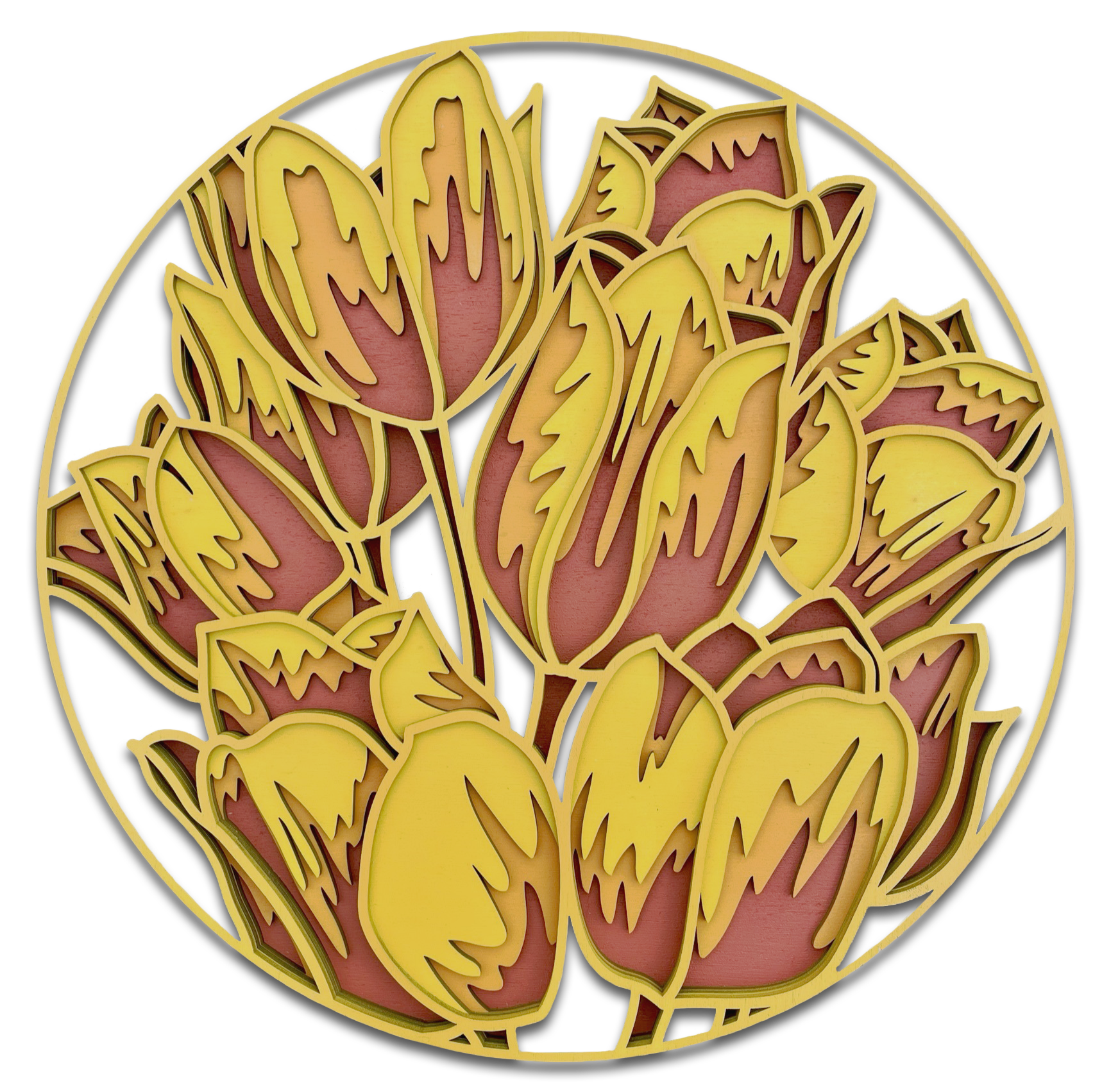 Décoration artisanale au style floral chaleureux tableau de tulipes 3D