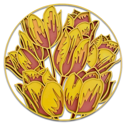 Décoration artisanale au style floral chaleureux tableau de tulipes 3D