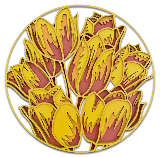 Décoration artisanale au style floral chaleureux tableau de tulipes 3D