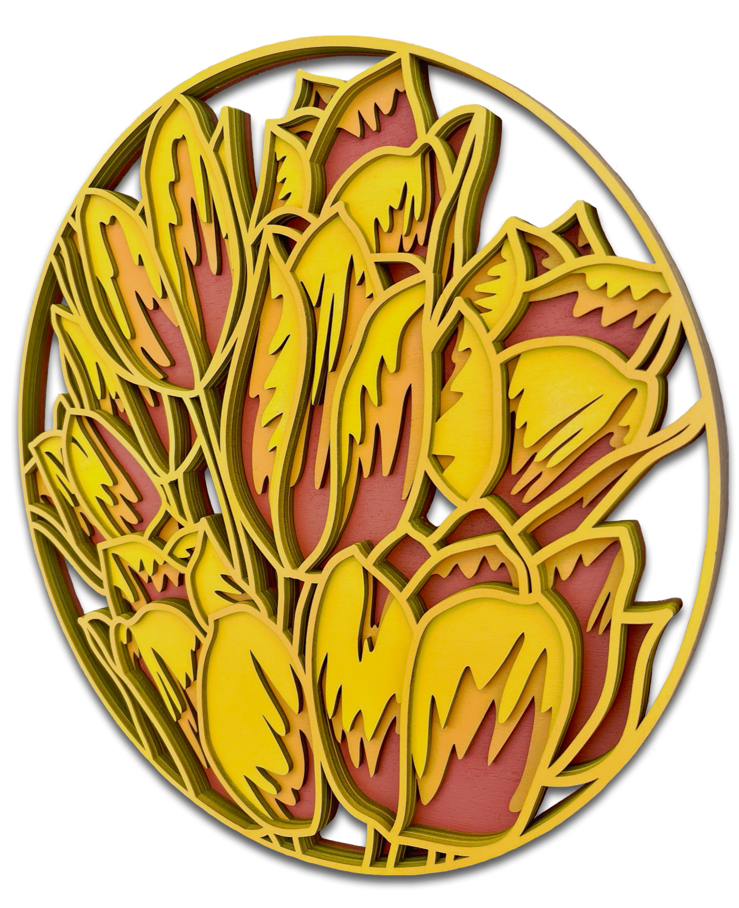 Décoration artisanale au style floral chaleureux tableau de tulipes 3D