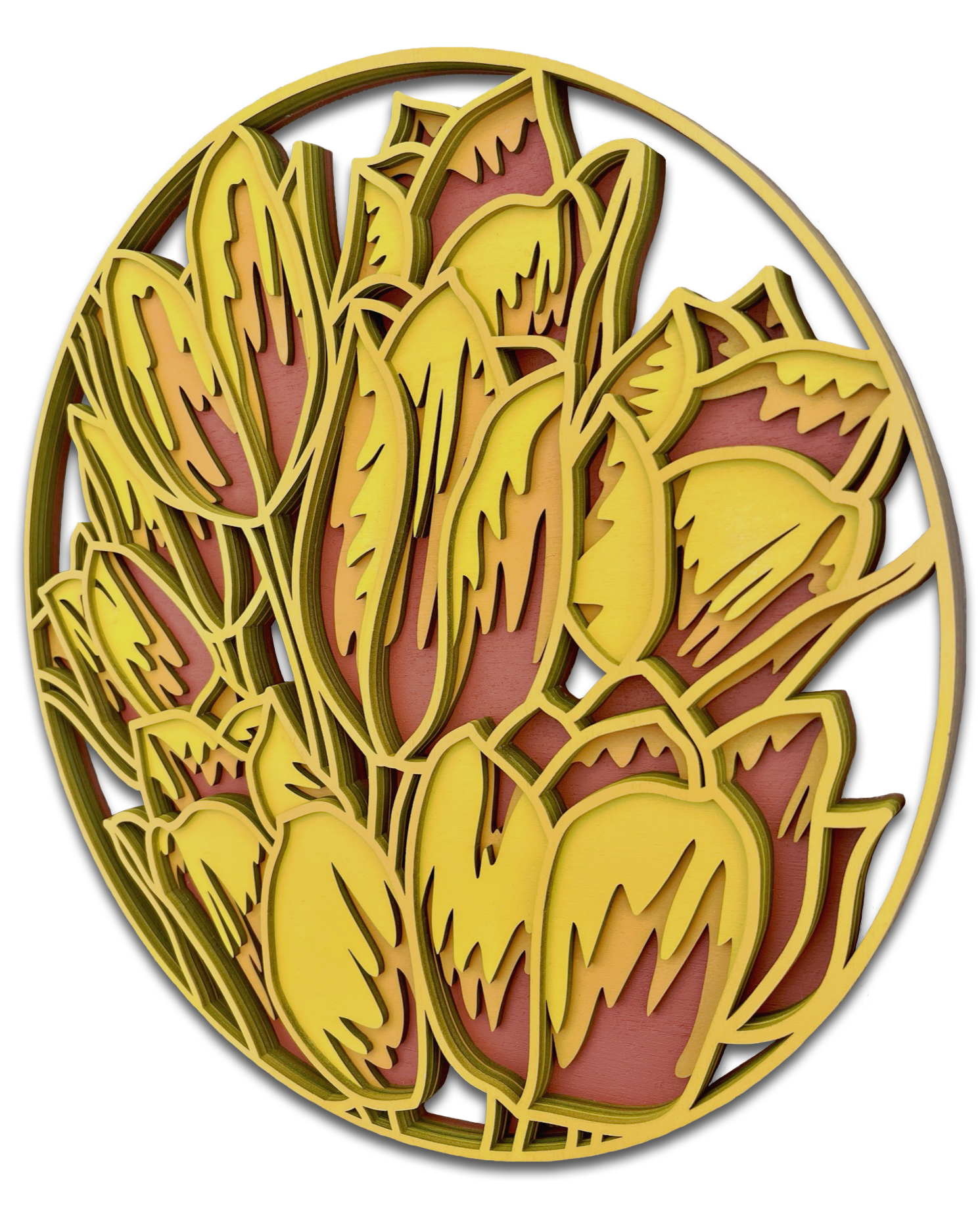 Décoration artisanale au style floral chaleureux tableau de tulipes 3D