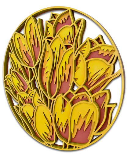 Décoration artisanale au style floral chaleureux tableau de tulipes 3D