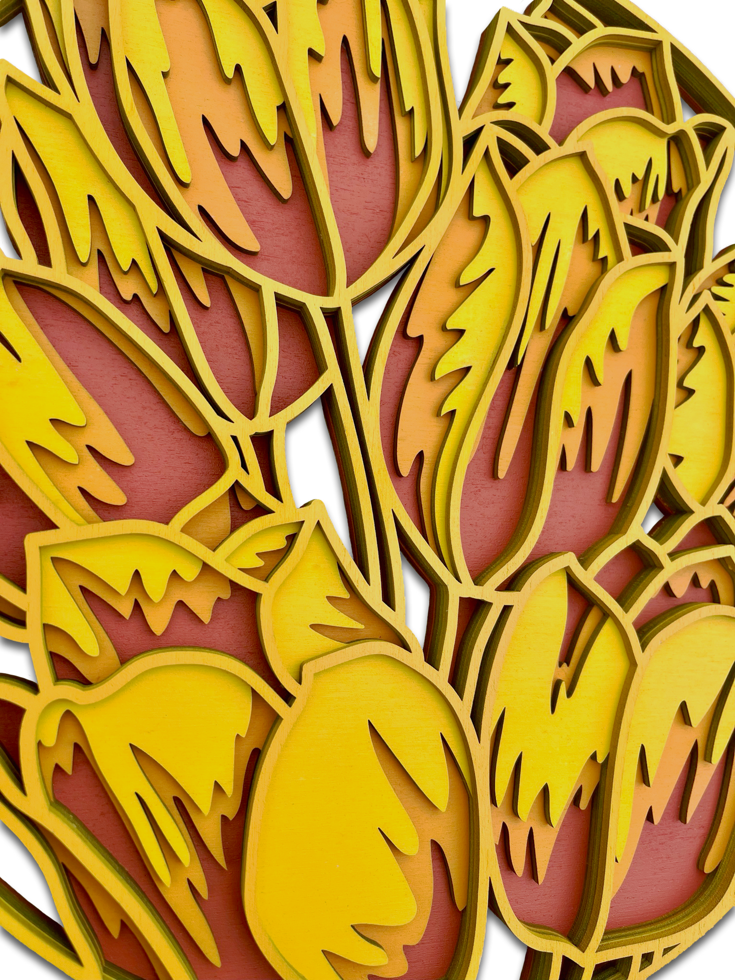 Décoration artisanale au style floral chaleureux tableau de tulipes 3D