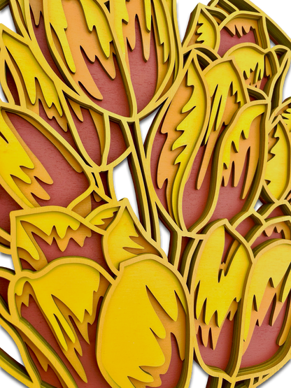 Décoration artisanale au style floral chaleureux tableau de tulipes 3D