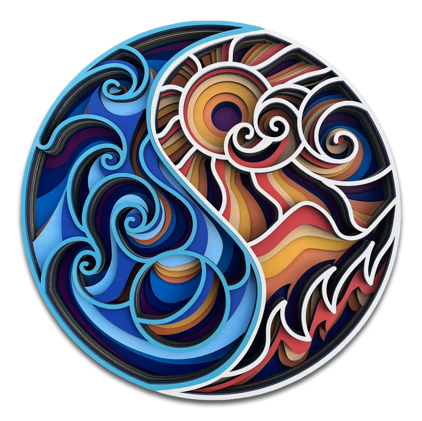 Décoration artisanale créative 3D Yin et Yang (jour et nuit) au design fantaisiste