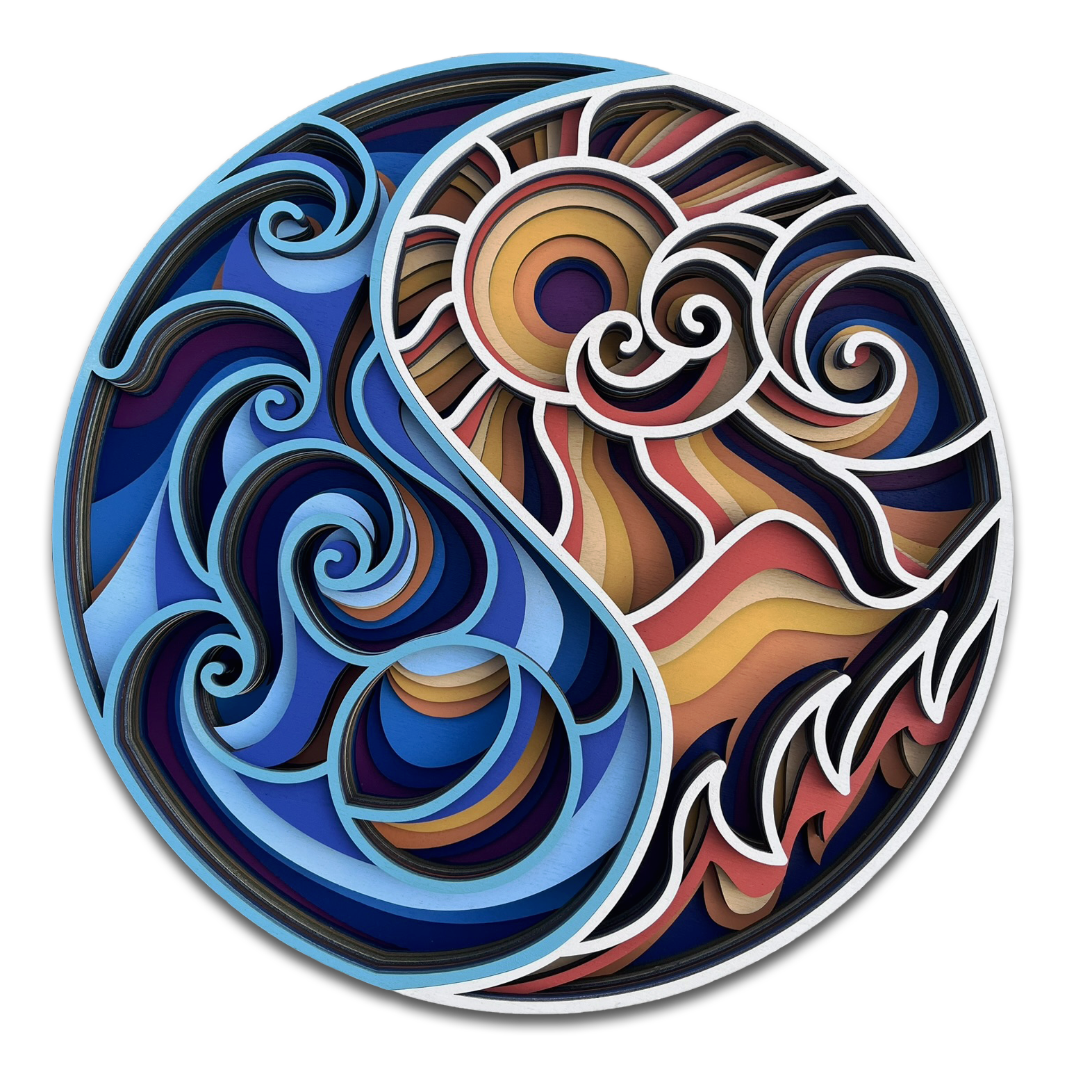 Décoration artisanale créative 3D Yin et Yang (jour et nuit) au design fantaisiste