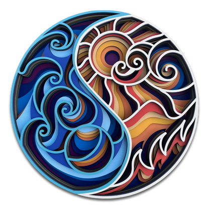 Décoration artisanale créative 3D Yin et Yang (jour et nuit) au design fantaisiste