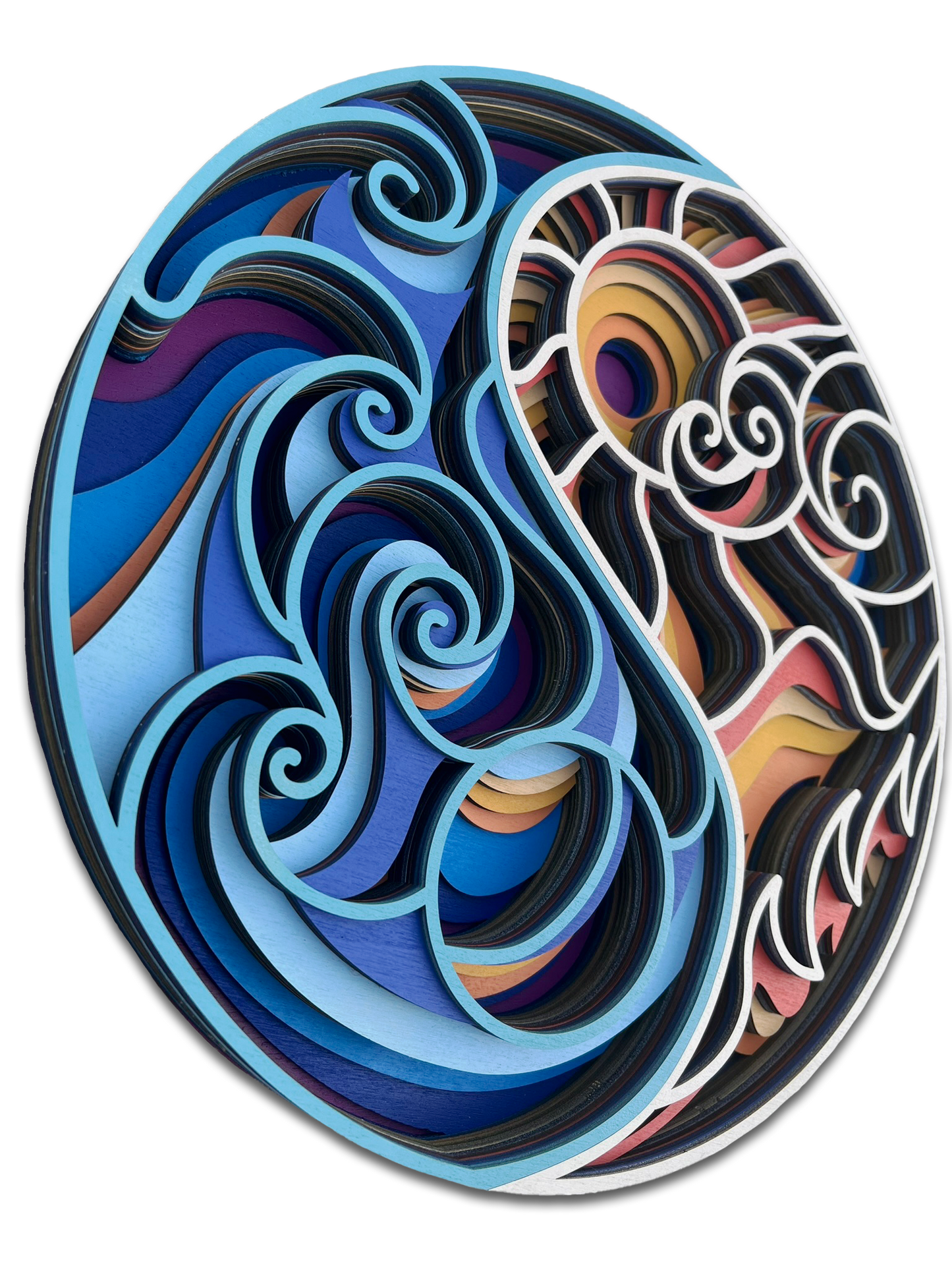 Décoration artisanale créative 3D Yin et Yang (jour et nuit) au design fantaisiste