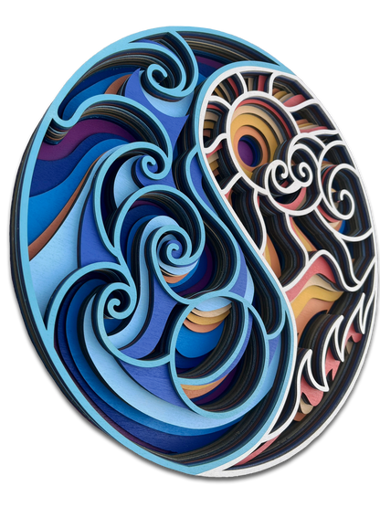 Décoration artisanale créative 3D Yin et Yang (jour et nuit) au design fantaisiste